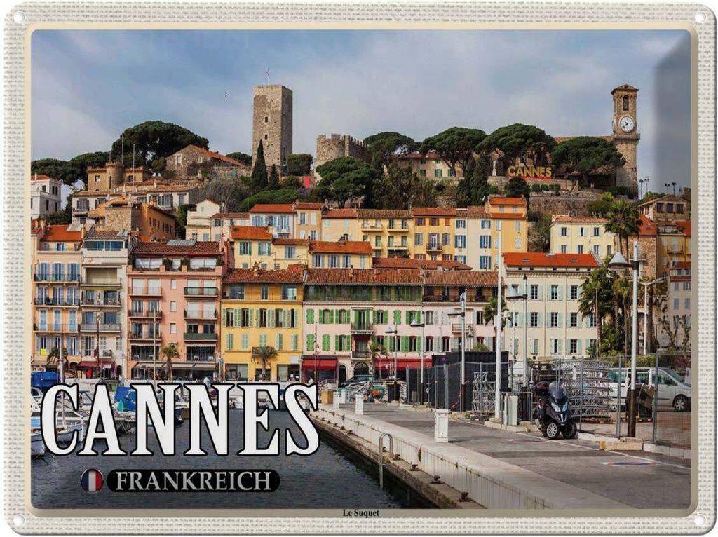 vianmo Blechschild 30x40 cm Cannes Frankreich Le Suquet Stadtviertel Abenteuer Reisen Urlaub