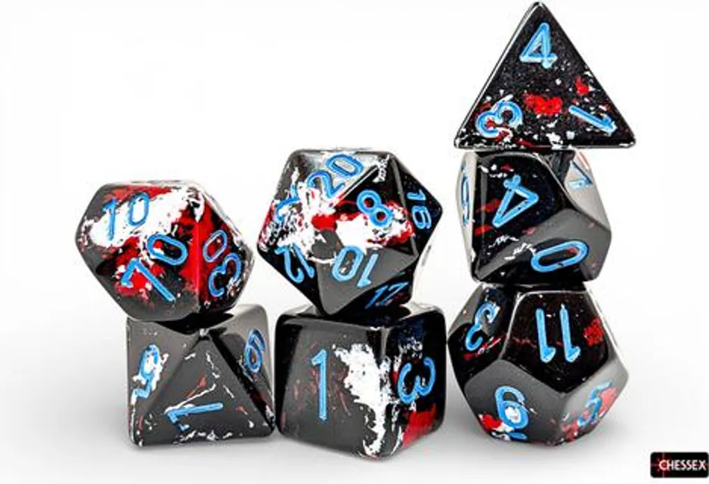 Set de 7 dés de jeux de société Chessex Polyhedral coloris bleu nuit