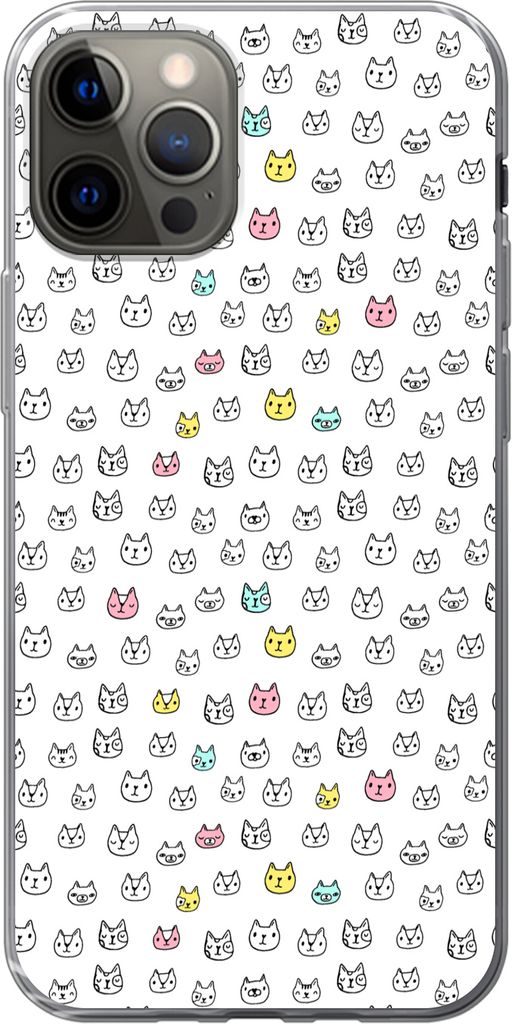 MuchoWow Handyhülle Schutzhülle Hülle für Telefoonhoesje iPhone 13 Pro Mädchen - Katze - Haustiere - Muster - Mädchen - Kinder - Kinder Sil...