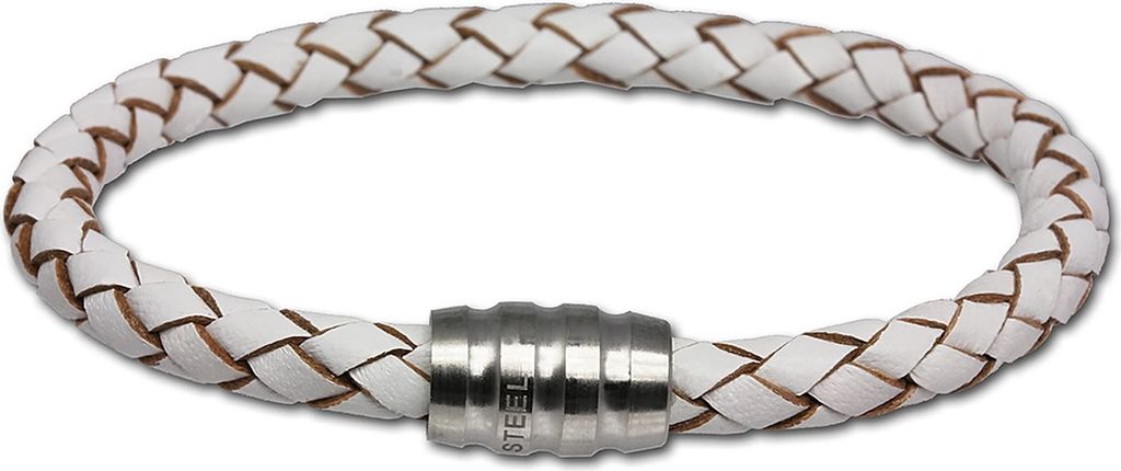 SilberDream Leder Armband weiß 20cm mit Edelstahl Verschluss LS1522
