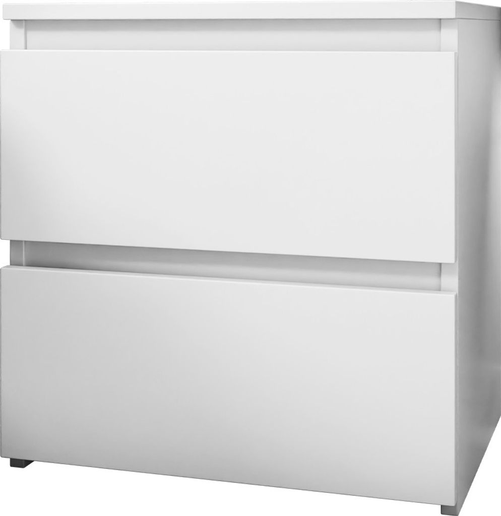 MIRJAN24 Nachttisch Malwa M2, Stilvoll Nachtkonsole mit 2 Schubladen, Schlafzimmer, Modern Kollektion (Weiß)