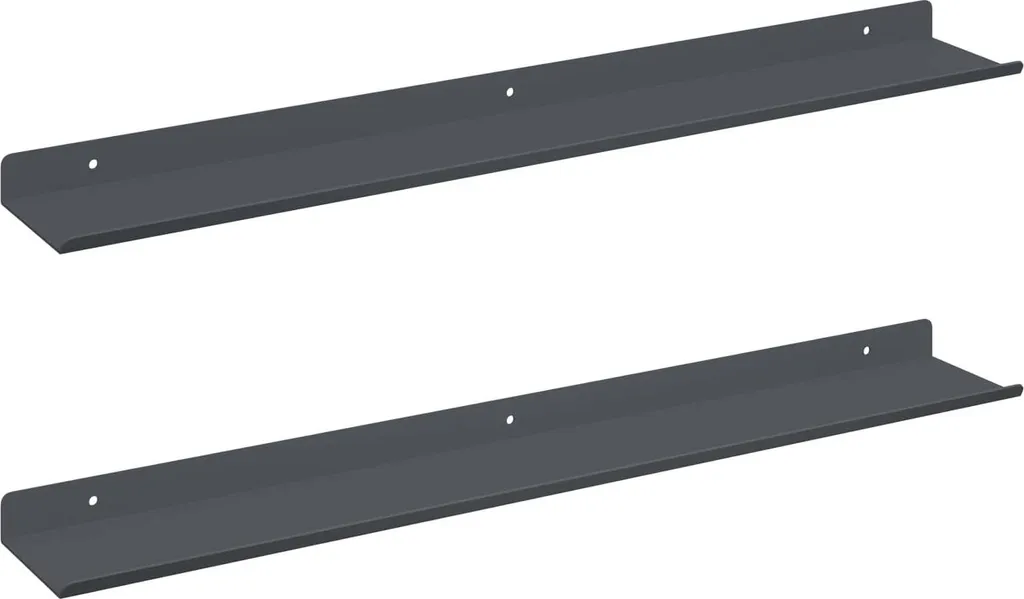 2 Mensole da Muro 60cm Acciaio Antracite - Scaffale Sospeso Cucina