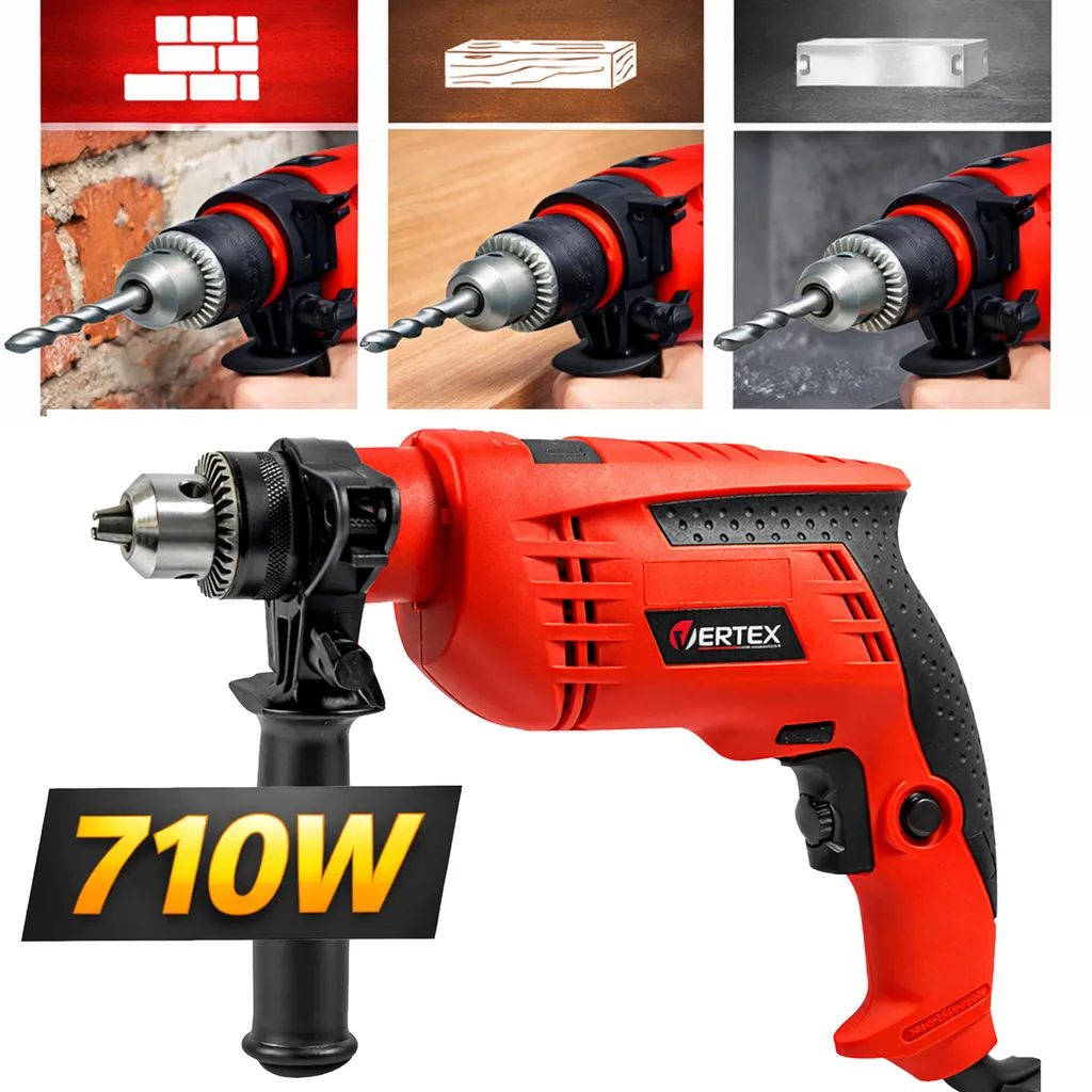 Perceuse à percussion 710W Vertex VWU710 - Mandrin auto-serrant robuste - 13