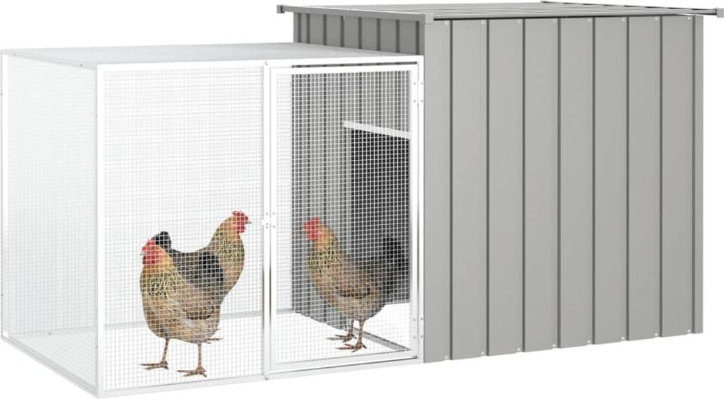 vidaXL Gabbia per polli grigia 200x91x100 cm Acciaio Immagine del prodotto 