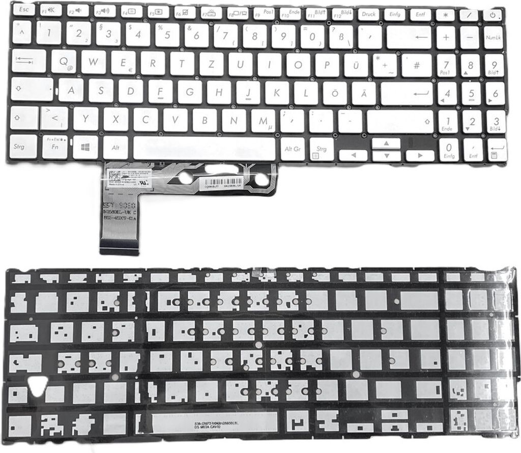 DEUTSCHE - Tastatur Silber mit Beleuchtung kompatibel für Asus ZenBook 15 UX533FD-A8068T