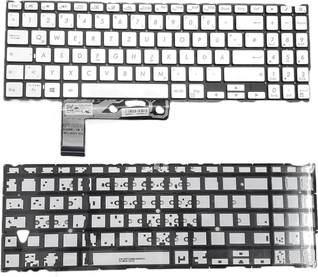 Clavier pour Asus ZenBook 15 UX533FD Argent : Travaillez dans le Noir