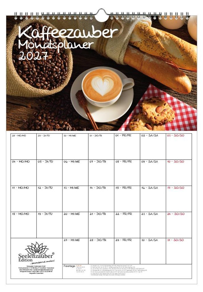 Kaffeezauber Planer DIN A3 Kalender für 2027 Kaffee Produktbild 