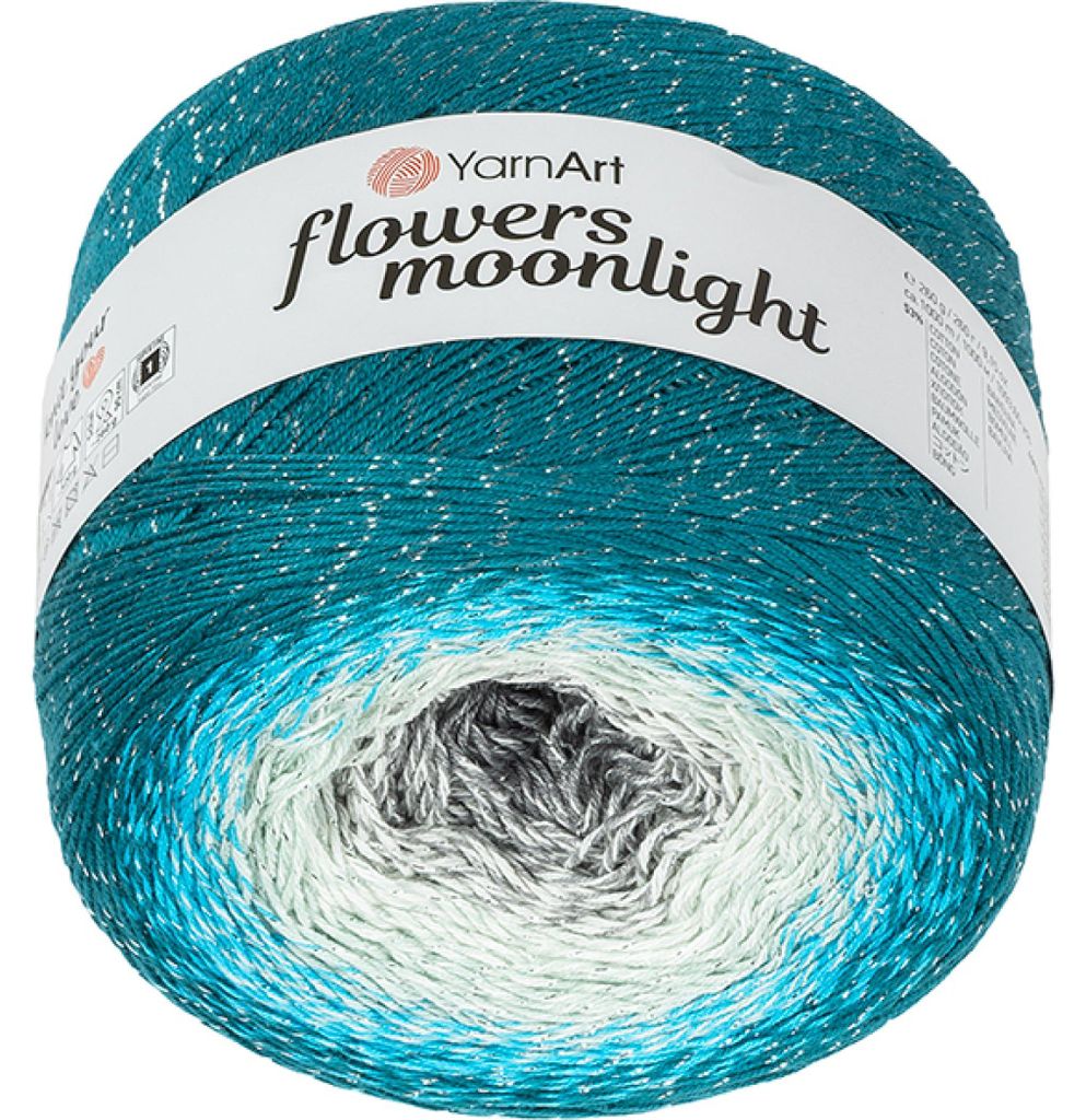 Garn „Flowers Moonlight“ – 260 g, 1000 m – Blau, Grau Produktbild 