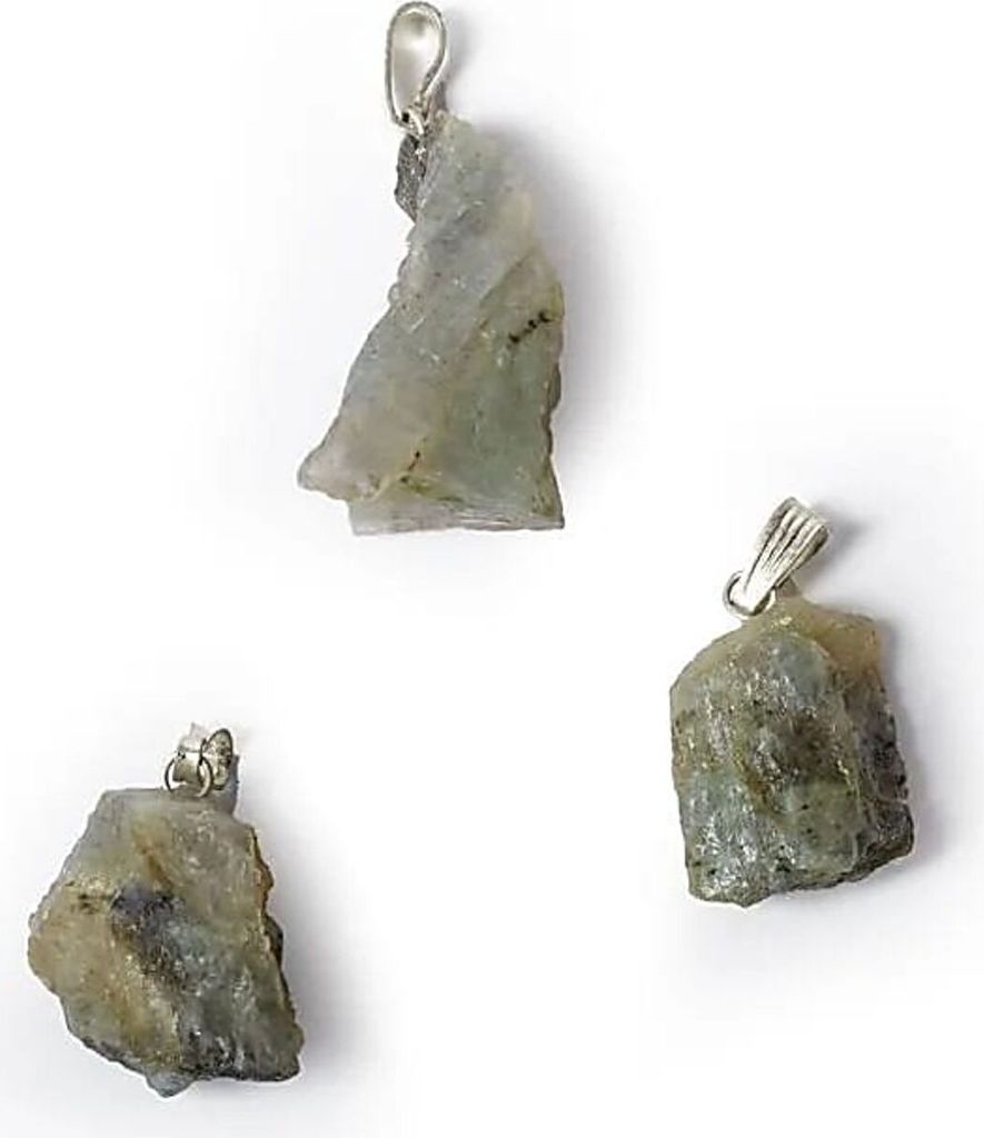 Roher Labradorit-Edelstein-Anhänger – ±2,5 cm, Packung mit 3 Stück