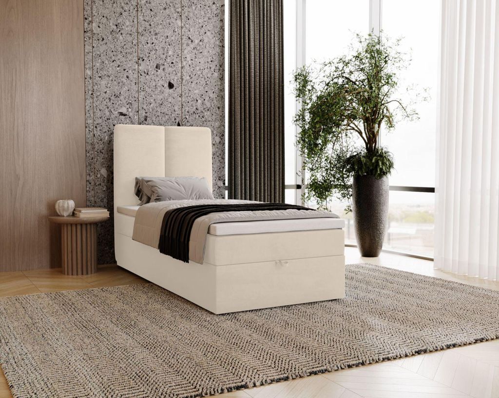 Einzelbett im Kontinentalstil 90x200 GLADE - Vanille