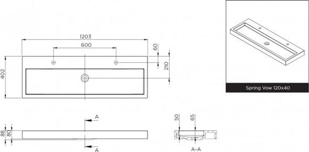 copy of Doppelwaschbecken rechteckig weiß Keramik 121x45 cm RIHO