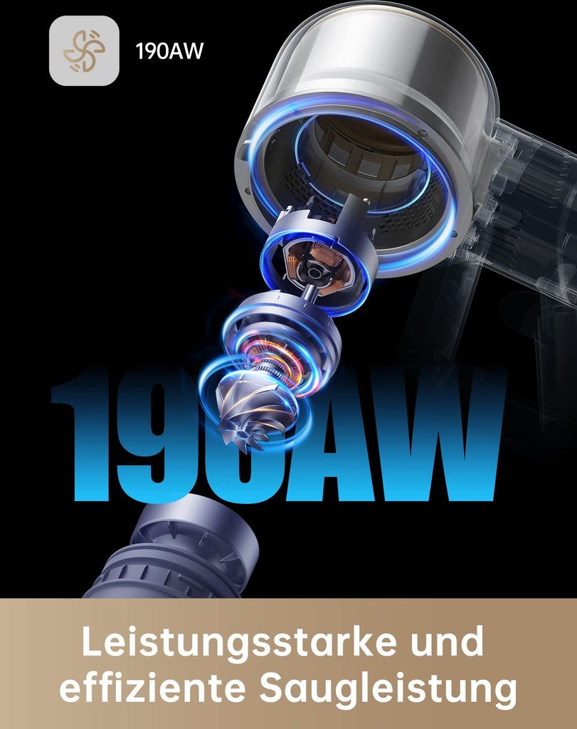 Dreame R20 Akku Staubsauger,190AW Starke Saugkraft 90min Produktbild 5