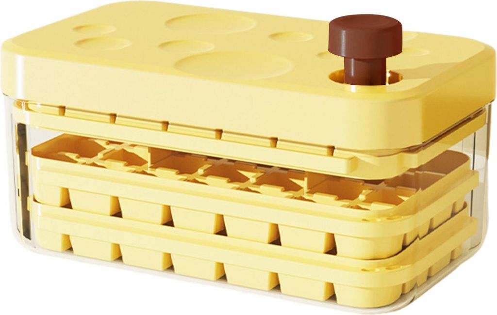 Eiswürfelschale mit Deckel und Behälter, Eiswürfelform mit großem Fassungsvermögen für den Gefrierschrank, stapelbar, BPA-frei, leicht zu lö...