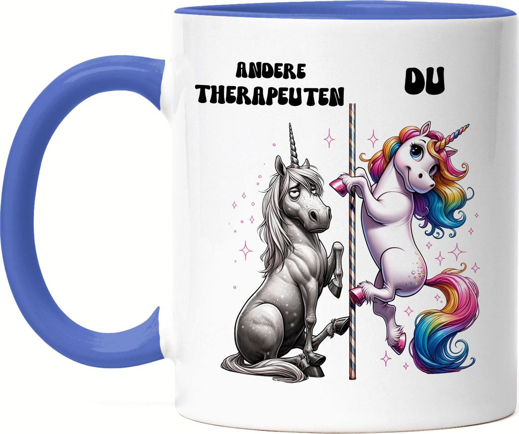 Andere Therapeuten Du Einhorn Tasse Blau Therapie Einhorn Humorvoll