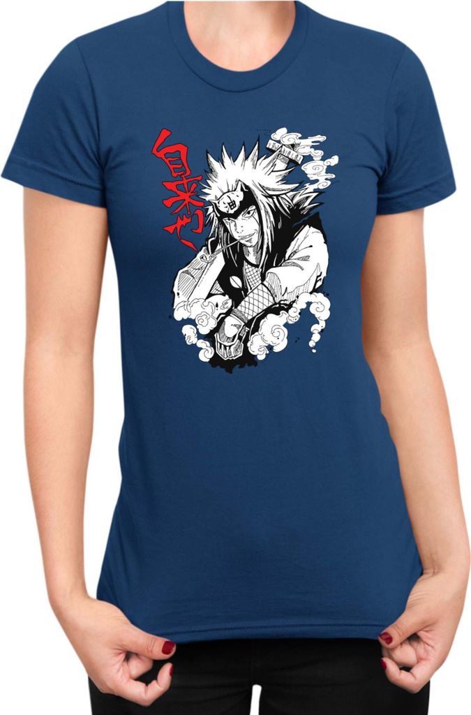 Damen T-Shirt Naruto Jiraiya 04, Lady XS / Dunkelblau