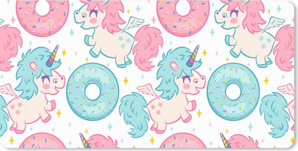 MuchoWow Schreibtischunterlage Einhorn - Donut - Baby 80x40 cm - XXL Mauspad - Gaming Mauspad