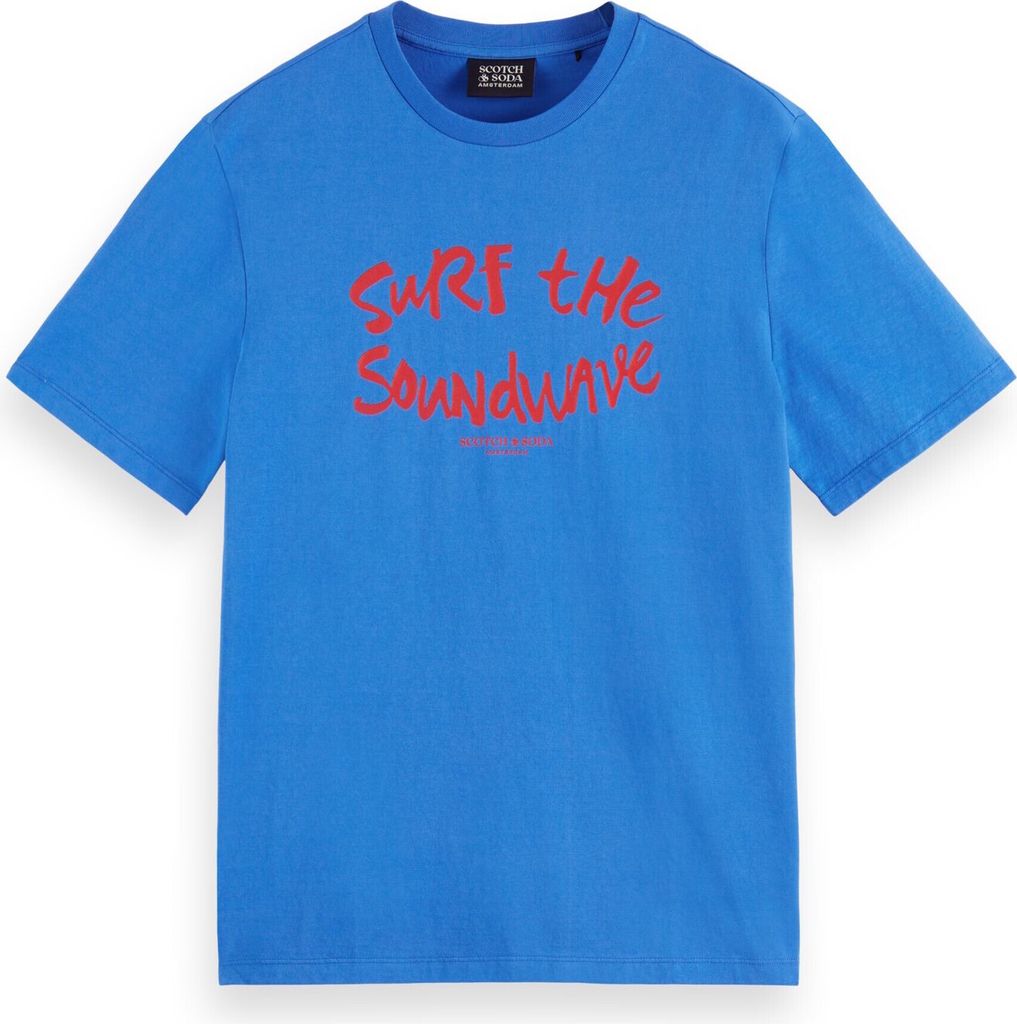 Scotch & Soda Shirt Kurzarmshirt mit Rundhalsausschnitt und Artworks auf der Brust im Regular Fit