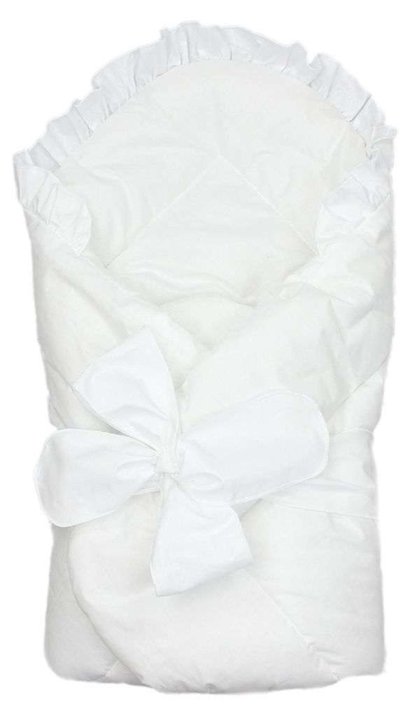 TupTam Unisex Baby Einschlagdecke mit Schleife, Farbe: Weiß, Größe: 70 x 70 cm
