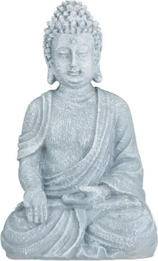 Grande figurine Bouddha assis 40 cm en résine effet pierre naturelle