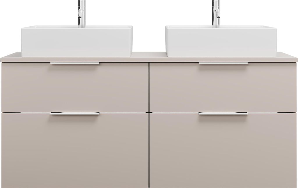burgbad Eqio Keramik-Aufsatzwaschtische, inklusive Waschtischunterschrank mit 4 Schubladen, Breite 1400mm, SGUR140F6583C0001G0146