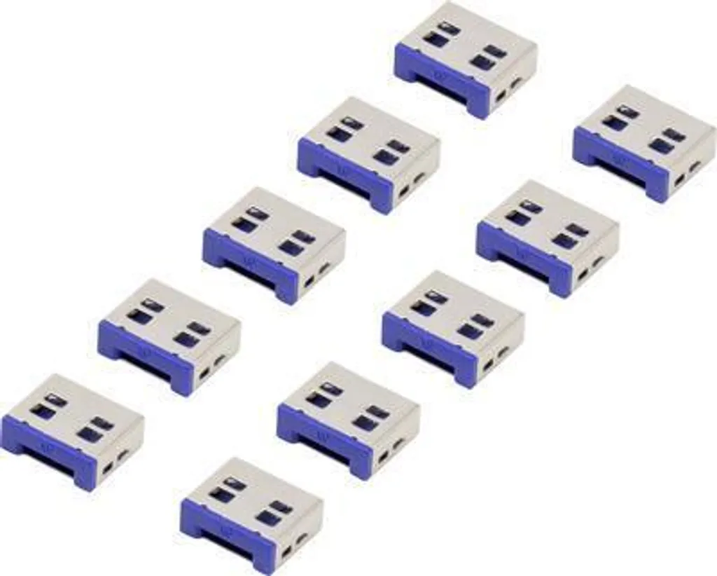 Renkforce RF-4695230 Verrou de Port USB Argent-Bleu Lot de 10 Pièces