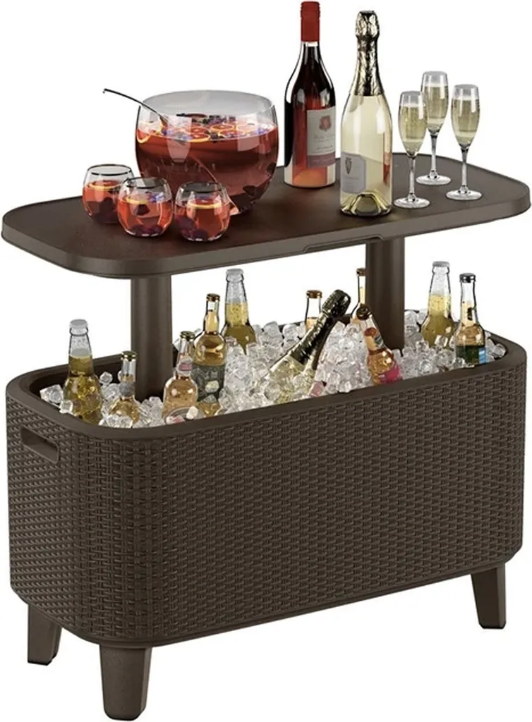 Keter Bevy Bar 246891 Glacière de Jardin 56L Marron Effet Rotin