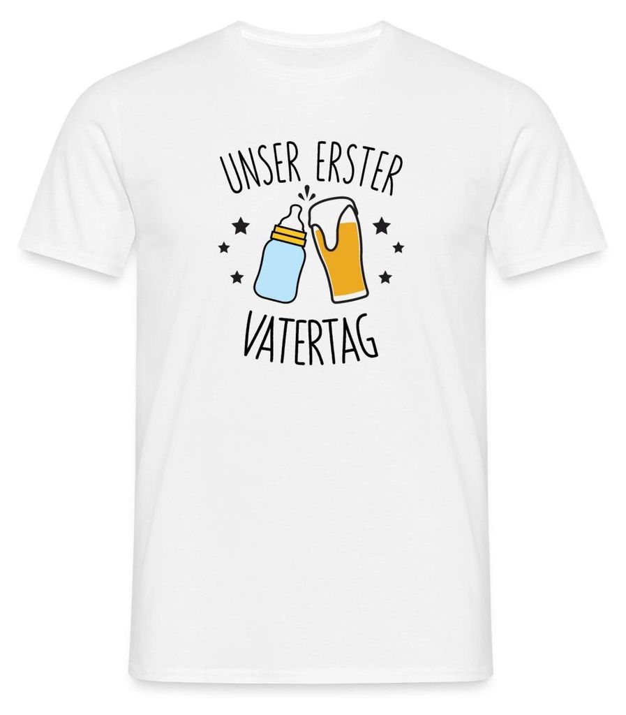 Spreadshirt Unser Erster Vatertag Partner Look Papa Baby Vater Männer T-Shirt, XXL, Weiß