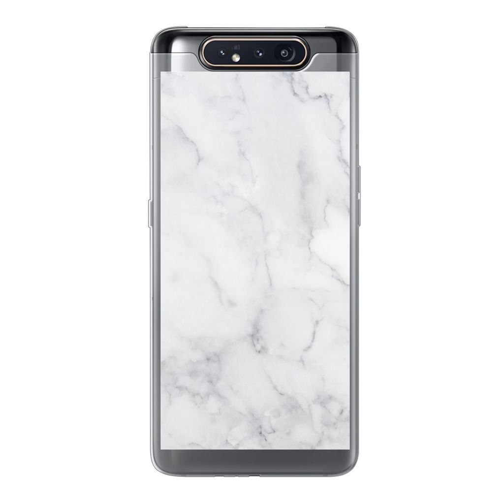 MuchoWow Handyhülle Schutzhülle Hülle für Samsung Galaxy A80 Marmor - Weiß - Grau - Luxus - Marmoroptik - Stein Silikon Softcase Handy Hüll...