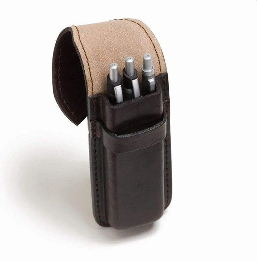 Étui pour 3 stylos marron de rangement format long 55 cm pour bureau