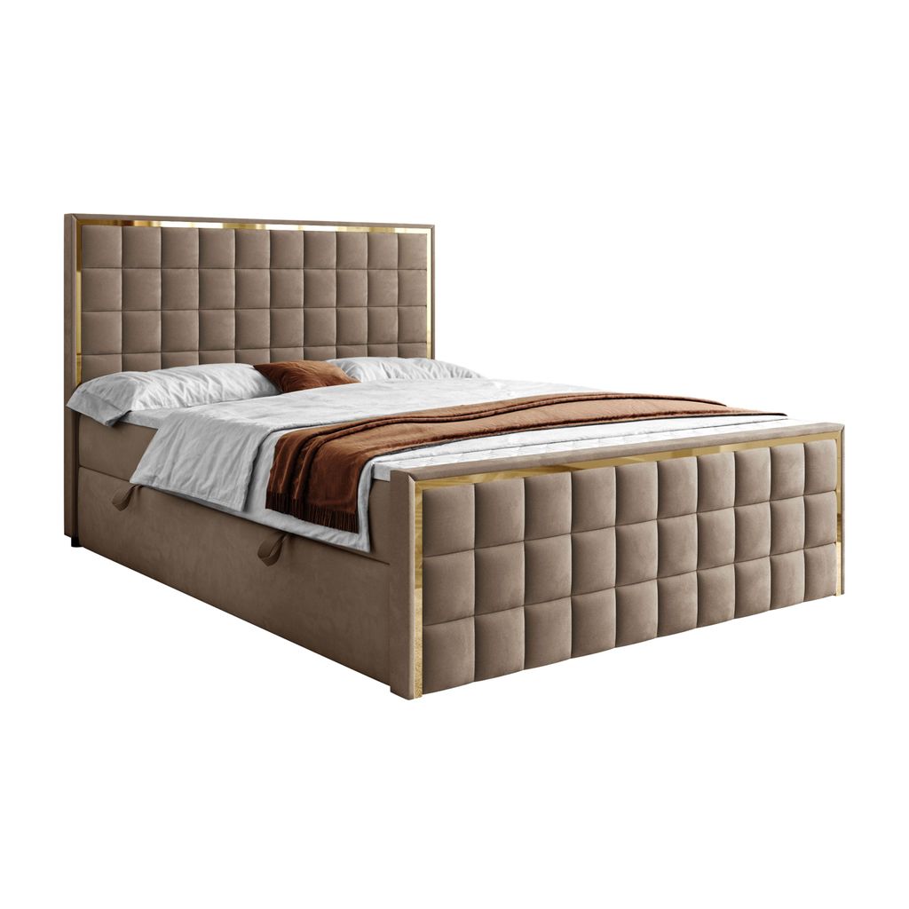 Kontinentalbett ISADORA II GOLD mit Bettkasten, 140x200, Royal Velvet 176