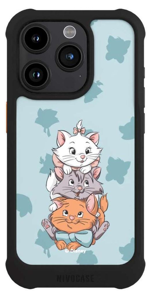 NIVOCASE Hülle für Apple iPhone 15 Pro Stoßfeste Handyhülle NIVOmax Case Schwarz Aristocats Disney Katze