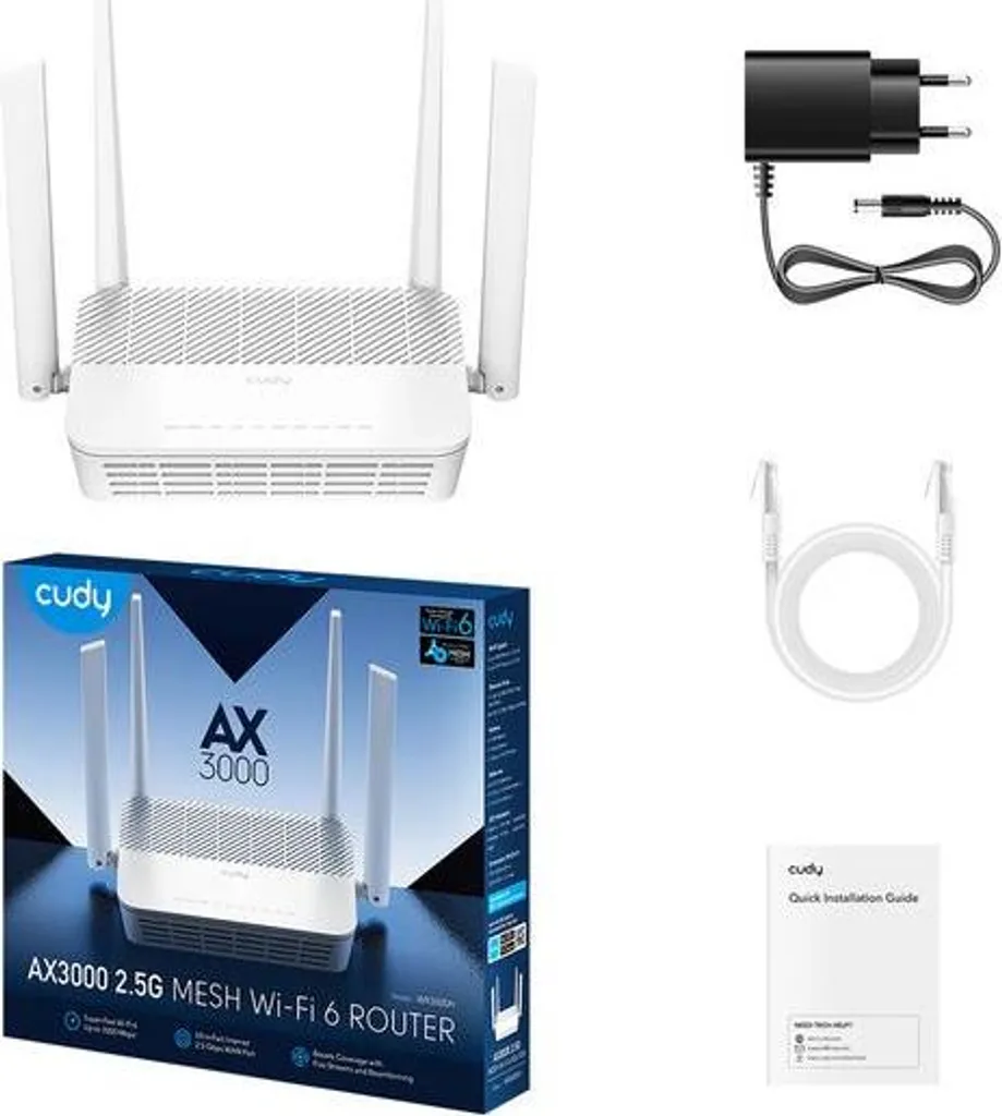 Cudy Router Mesh 2.5G WiFi AX3000 WR3000H - 3