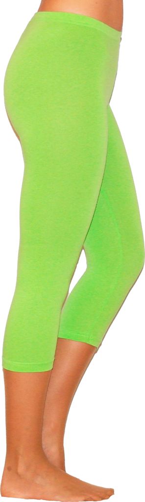 Damen 3/4 Capri Leggings Baumwolle HELLGRÜN XXXL