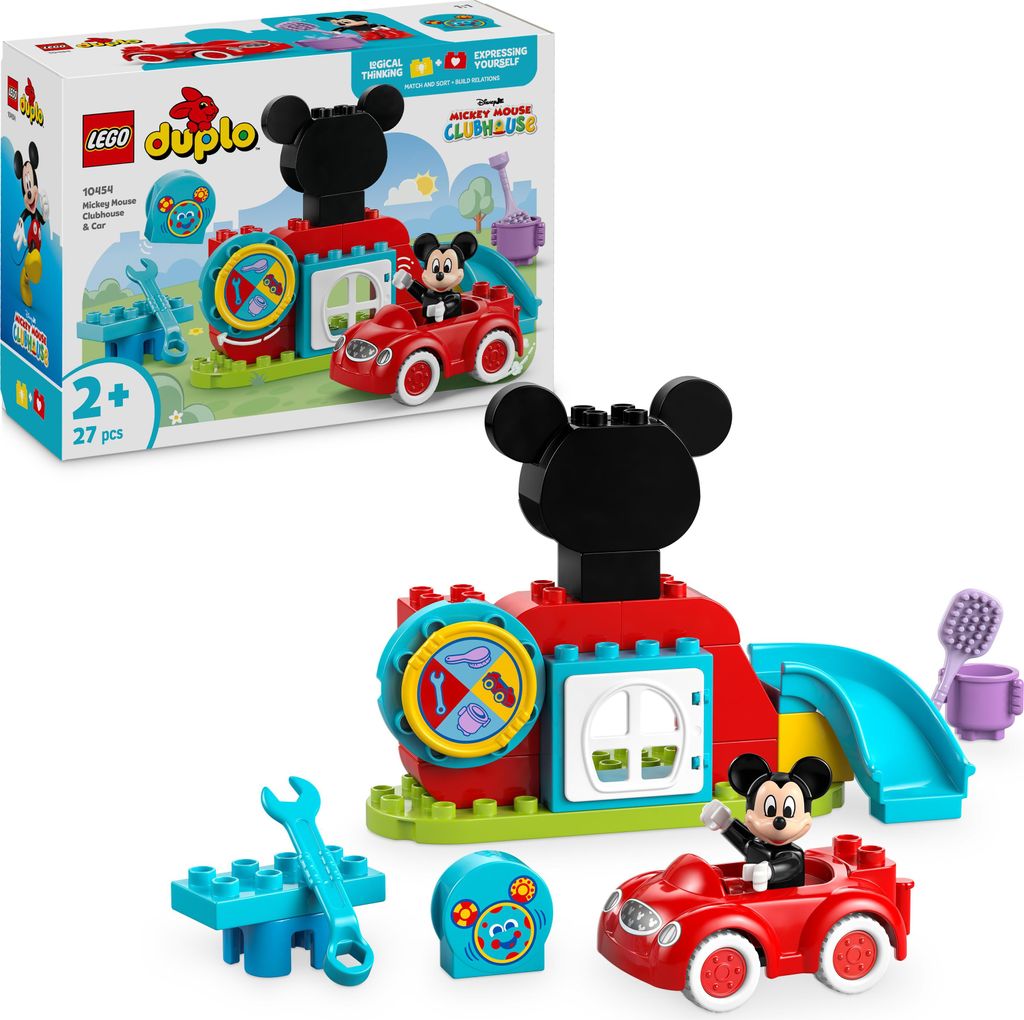 LEGO DUPLO | Disney Mickys Clubhaus und Auto - Lernspielzeug für Vorschulkinder - Bauset mit 2 Minifiguren, inkl. Micky Maus und Computer Toodles ...
