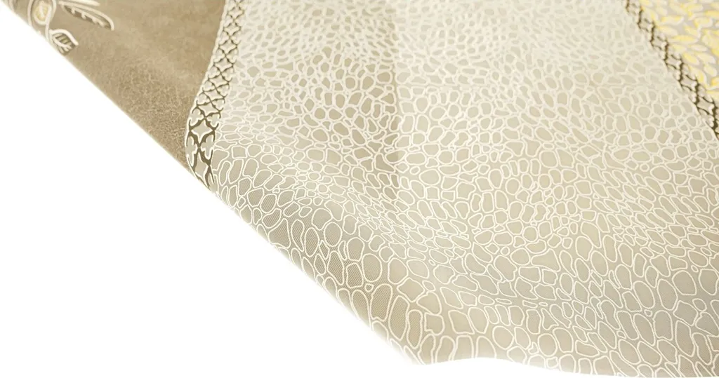 Tovaglia In Vinile FAVE Con Peonie – Impermeabile, Anti-olio, Oro, 130x219 Cm, Lavabile, Per Esterno E Interno