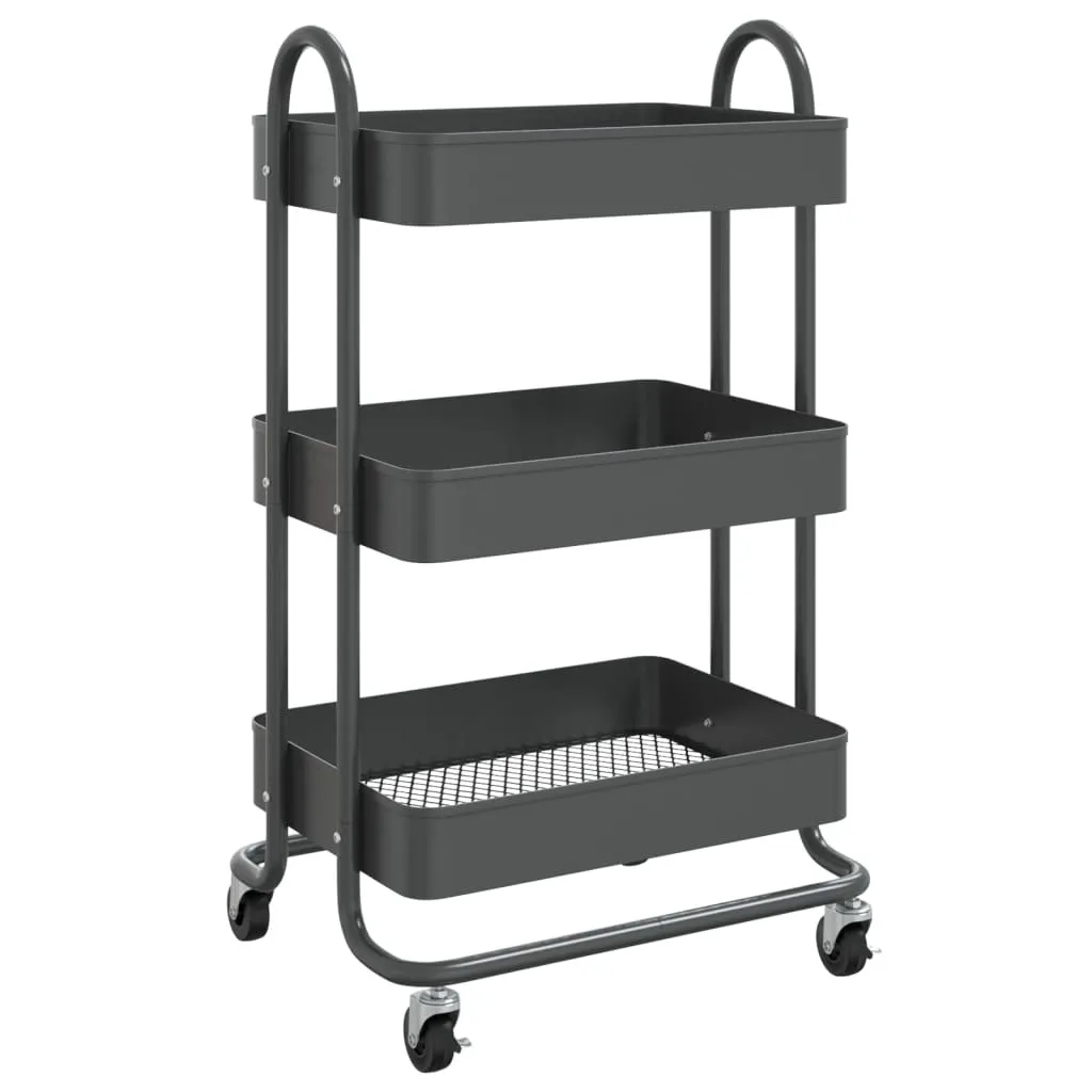 carrello a 3 livelli antracite 43x34x79 cm acciaio