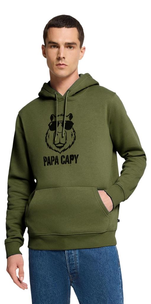 Spreadshirt Papa Capy Capybara Für Coole Väter Herren Premium Hoodie, 5XL, Khaki