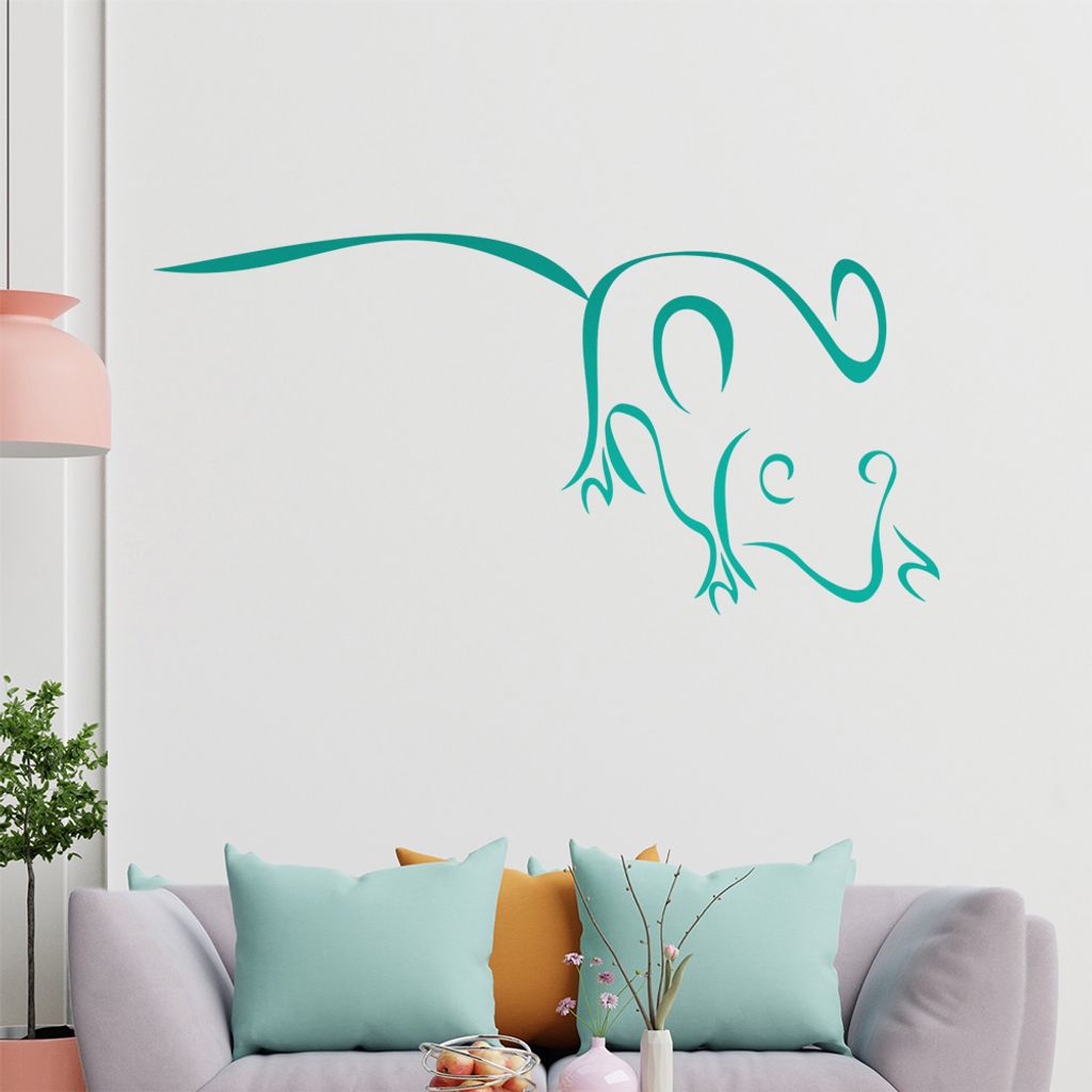 Maus Linien Wandtattoo in 6 Größen - Wandaufkleber Wall Sticker - Dekoration, Küche, Wohnzimmer, Schlafzimmer, Badezimmer