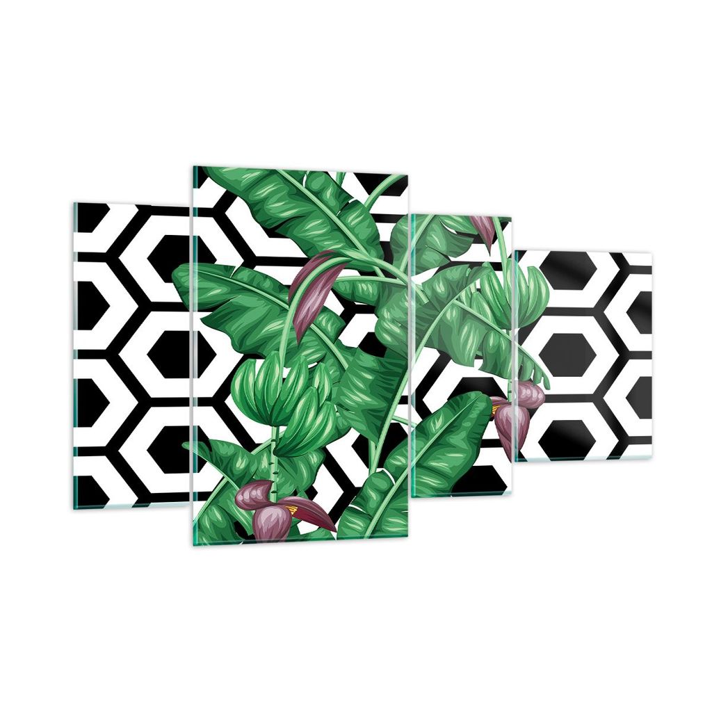 Bilder auf glas - Blatt Pflanze Blume - 120x70cm - Glasbilder - Wandbilder - Kunstdruck - zum Aufhängen bereit - Wanddekoration aus Glas - Glas Bi...