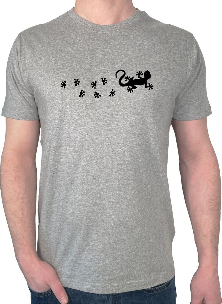 Huuraa Herren T-Shirt Gecko Tapsen XL Sport Grey Bio Baumwolle Fairtrade Herrenshirt Geschenkidee
