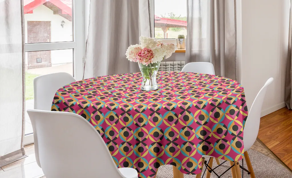 Abakuhaus Tovaglia Rotonda 150cm Geometrica Rosa Pastello per Cucina