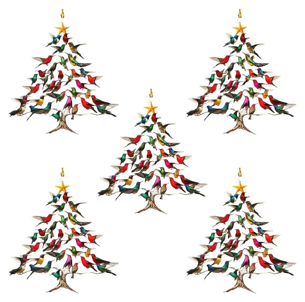 Funkelnder Kolibri-Weihnachtsschmuck, doppelseitig, buntes Design, Stapel-Kolibri-Ornament, Wintervogel, Weihnachtsdekoration