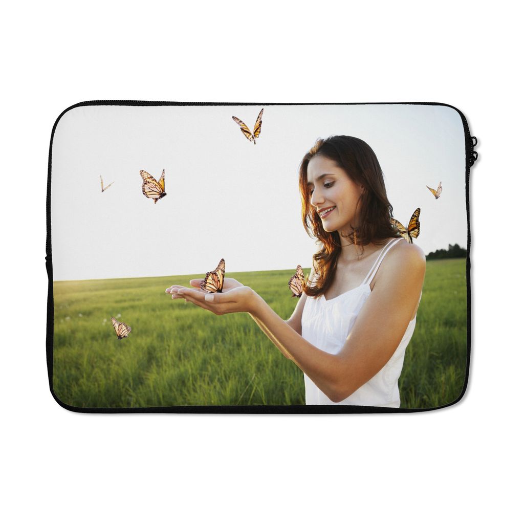 MuchoWow Laptop Hülle 13 Zoll Frau zwischen den Schmetterlingen Laptoptasche - Laptophülle - Sleeve - Rundumschutz
