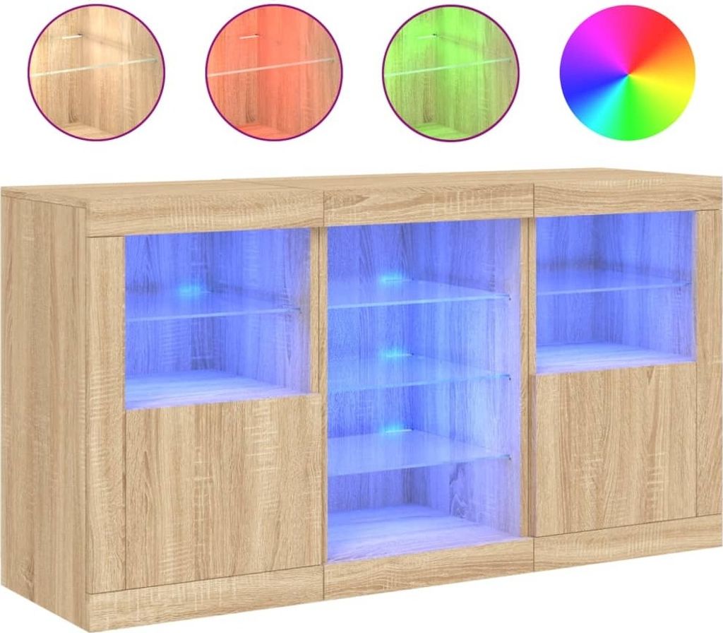 Sideboard mit LED-Leuchten Sonoma-Eiche 123x37x67 cm