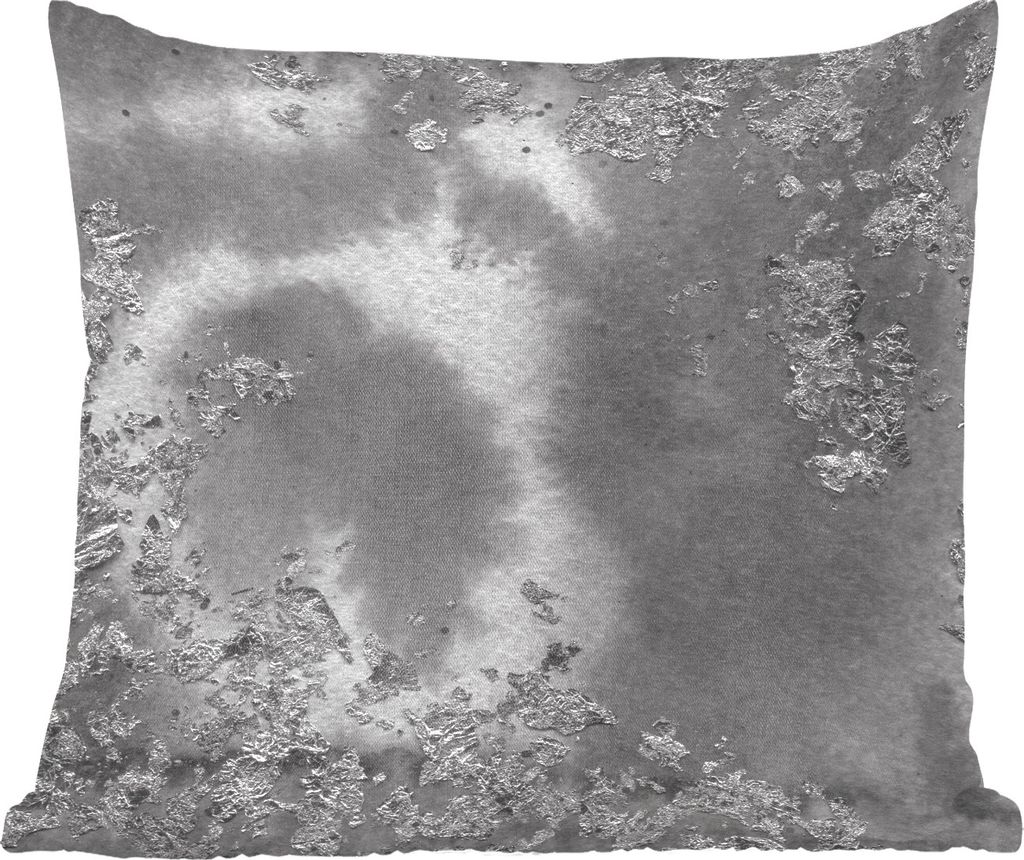 MuchoWow Zierkissen Sofakissen Wohnzimmer Dekokissen 50x50 cm Silber - Glitter - Abstrakt - Komfort - Sofakissen