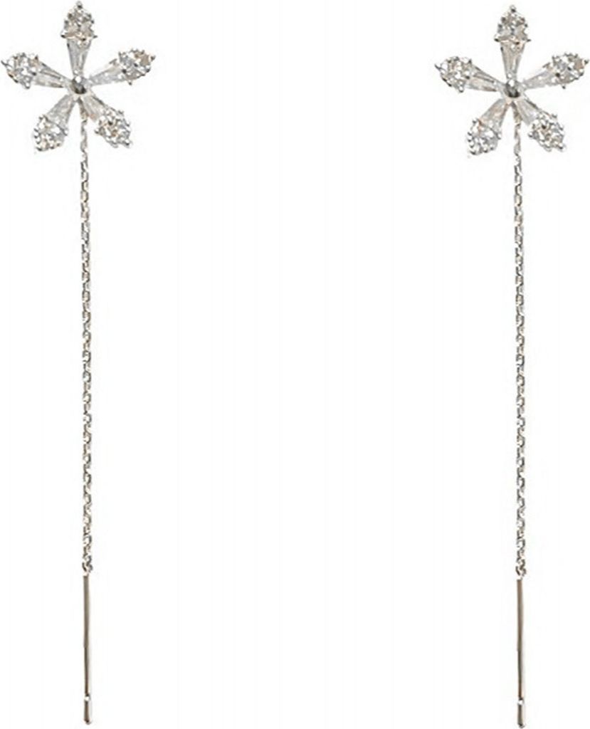 1 Paar Damen-Ohrringe, lineare Ohrringe, lange Quaste, Blumenform, glänzender Zirkonia, rostfreier exquisiter Ohrschmuck, Schmuck für Damen, Absc...