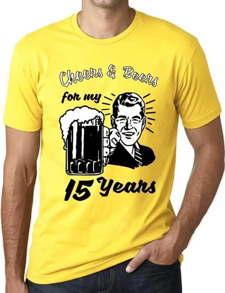 Herren Grafik T-Shirt Prost und Bier für meine 15 Jahre – Cheers And Beers For My 15 Years – Geschenk 15. Geburtstag Jahrestag 15 Jahre Jubil...