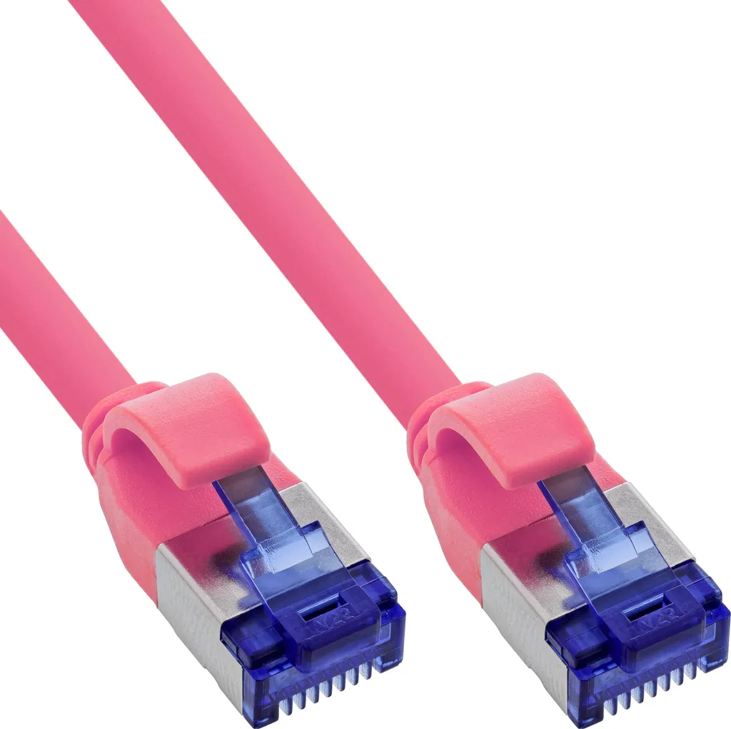 Cavo patch InLine® Slim, Cat.6A, S/FTP, TPE (LSZH) flessibile, PoE, magenta, 10 m