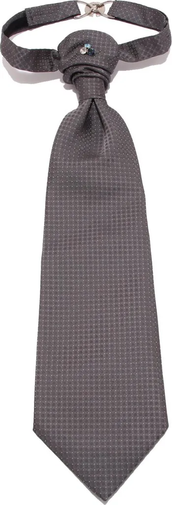 Cravate ascot homme grise à nœul fixe ajustable en tissu satiné