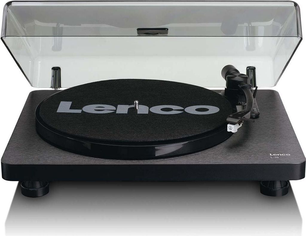 Lenco L-30BK - Plattenspieler mit Riemenantrieb und Holzgehäuse - USB/PC-Encoding - Auto-Stopp-Funktion - Schwarz